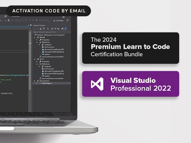 Microsoft Visual Studio Professional 2022 + The Premium Learn to Code Certification Bundle